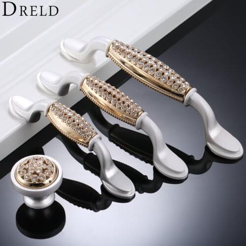 DRELD 2018 New Furniture Handle Luxury Diamond Cabinet Knobs and Handles Door Cupboard Kitchen Pull Handles Furniture Hardware