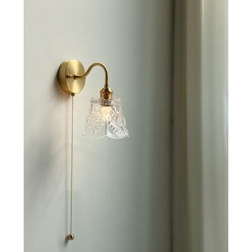 Ancient ways is small and pure and fresh glass ceramic full copper web celebrity luxury bedroom wall lamp light