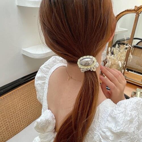 French Pearl Elegant Retro Hair Ties Jewelry Elastic Hair Bands Head Rope Ponytail Casual Headpiece Women Girls Hair Accessories