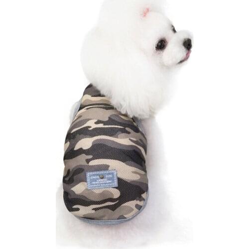 Dog T-shirt Small Dogs Summer Vest Pet Clothes Pet Camouflage Mesh Vest Teddy Cat Thin Summer Breathable Dog Supplies