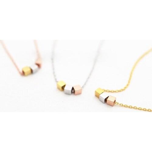 Geometrical three color square necklaces color design three color combinations pendant necklaces three square necklaces