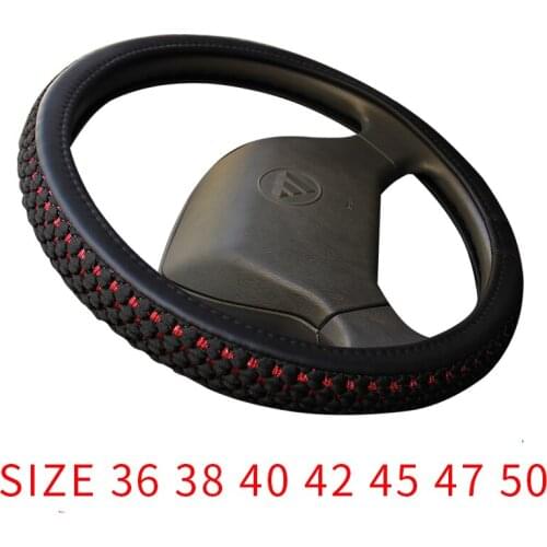 Truck Bus Car Steering Wheel Cover Diameters for 36 38 40 42 45 47 50CM 7 Sizes to Choose Carbon Fiber Black Red Dynamic
