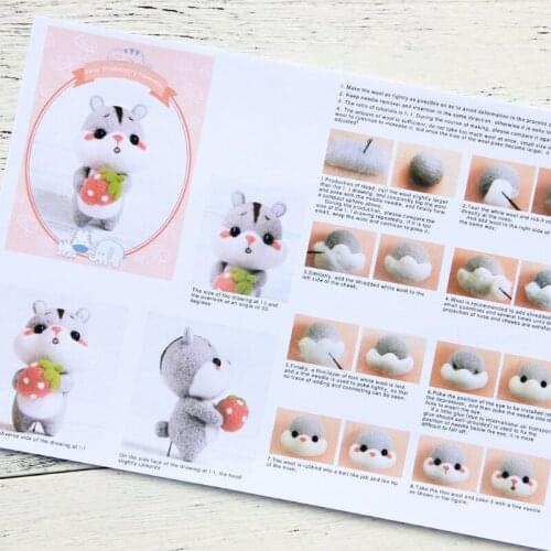 Cute Animal Hamster Wool Felt Doll Craft Handmade DIY Unfinished Poked Set Handcraft Knitting Package Needle Material Bag E56C