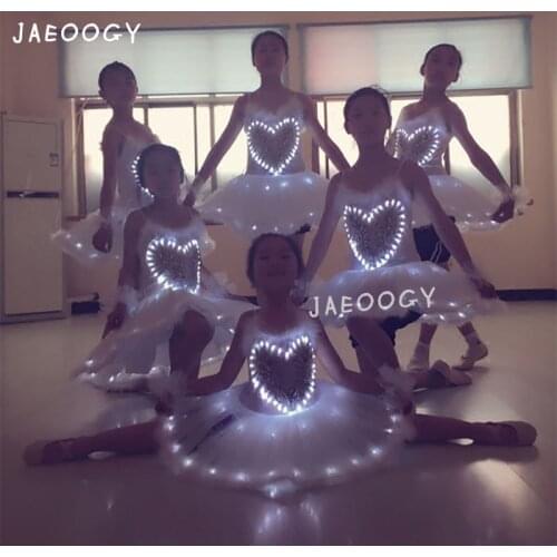 New LED luminous childrens girls ballet dance costume Christmas stage fluorescent dance lights school clothes show props