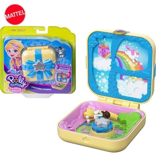 Original Polly Pocket Cute Doll Hidden World House Mini Scene Girls Set Toys for Girl Children Gift Mermaid Kids Toy Accessories