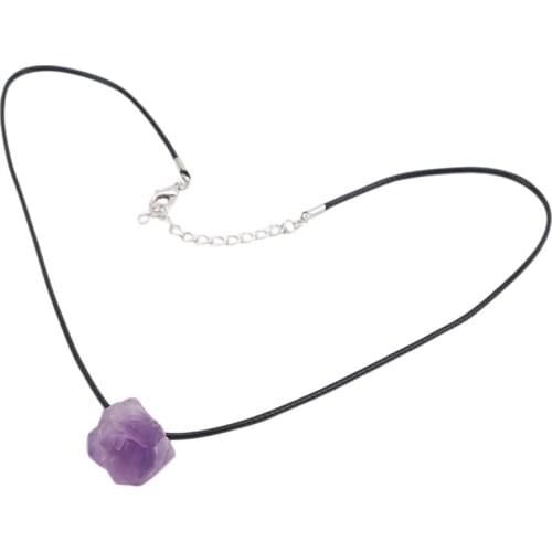 Natural Stone Pendant Necklace Brazil Amethysts Crystal Irregular Shape Lavender Semi-precious Chakra Reiki Raw Ore Jewel
