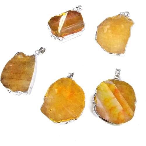 Natural Stone Quartz Crystal Stone Pendant Irregular Agates Pendants Charm For Jewelry Making DIY Necklace Accessories 31x46mm