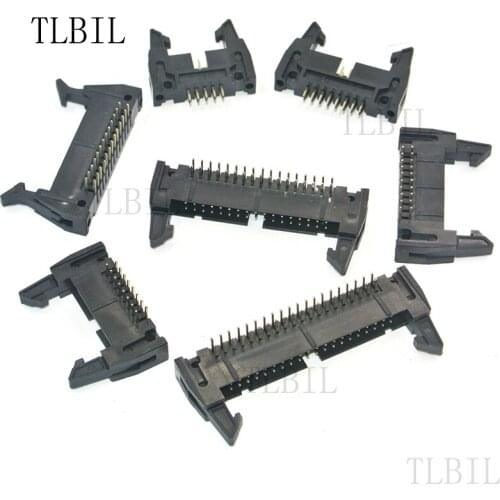 5Pcs 2.54mm Pitch Right angle Hook Horn Socket Connector DC2 - 10/14/16/20/26/34/40P Buckle For Flat Ribbon Cable IDC Socket