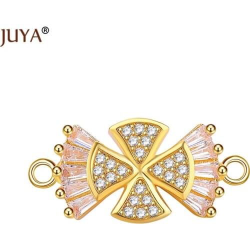 Hand Made DIY Jewelry Accessories Luxury Cubic Zirconia Crystal Charm Connectors For Jewelry Making Bracelet Necklace Earrings