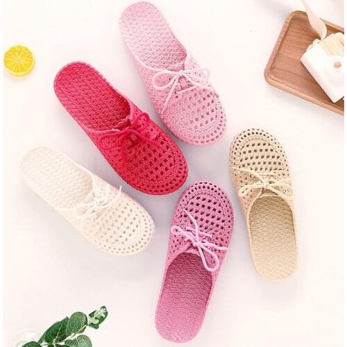 2019 Summer Ladies Baotou Slippers With Hollow Fashion Soft Bottom Hole Shoes Women Wear Beach Sandals And Slippers