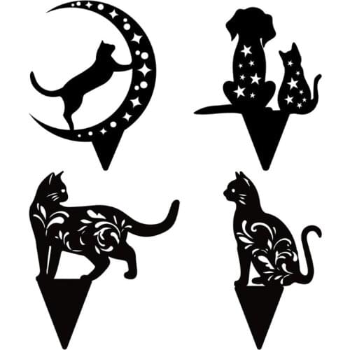 Black Cat Silhouette Stake Yard Art Acrylic Garden Decoration Crafts Ornament for Courtyards Backyards Lawn Outdoor