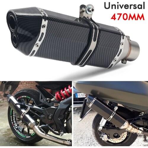 Slip On 51mm Exhaust Baffler Pipe Tips Escape 470mm Length Tail Muffler Tube Double Universal Motorcycle ATV