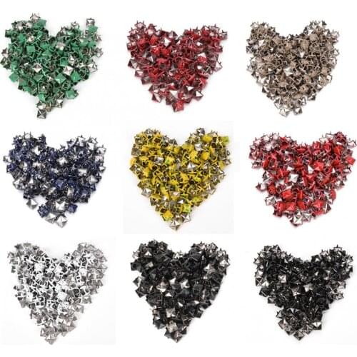 200Pcs 9mm Square Rivets Metal Stylish DIY Shoes Bags Hats Decoration Accessories Studs and Spikes for Clothes