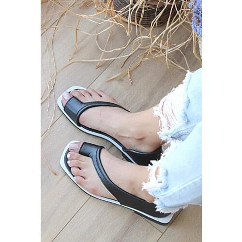A985-20Siyah Pink Potin Women Black Sandals A985-20Siyah