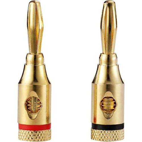 Gold Plated Screw Bannana Plug Connector 4mm Audio Speaker Cable Plug Adapter Musical Speaker Cable Wire Copper Pin Connector