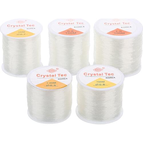 0.5/0.6/0.7/0.8/1/1.2/1.5mm 1 Roll Transparent Elastic Crystal Line Beading Cord String Wire Thread For Jewelry Making Finding