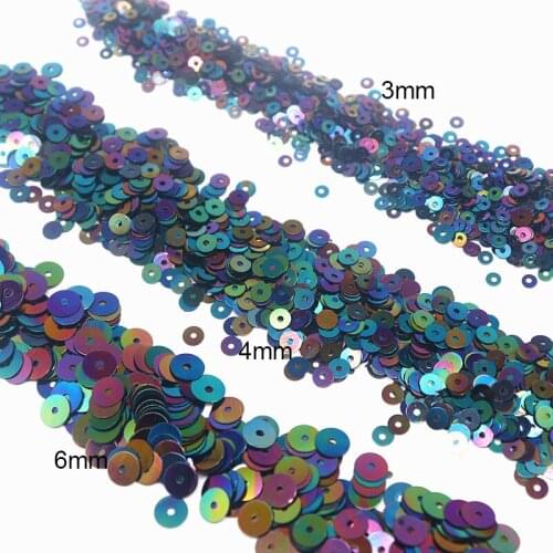 10g Diy Paillettes 3/4/5/6mm AB Black Loose Sequins Flat Cup Round Paillette for Wedding Craft Garment Scrapbooking Accessories