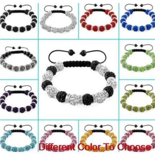10mm 3pcs/lot mixed white multicolor w5346 Crystal Clay Disco Pave Ball bead Bracelets Bangles spacer men women charm