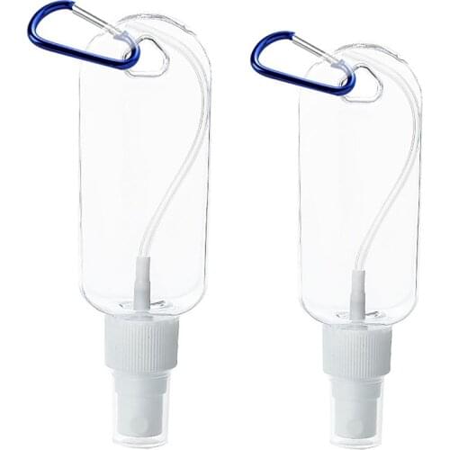 10pcs 50ml 60ml Travel Plastic Clear Keychain Bottle Refillable Bottle Portable Empty Leakproof Squeeze Containers with Flip Cap