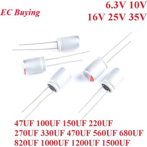 10pcs DIP Solid Electrolytic Capacitor 6.3V 10V 16V 25V 35V 100UF 150UF 220UF 330UF 470UF 560UF 680UF 820UF 1000UF 1200UF 1500UF