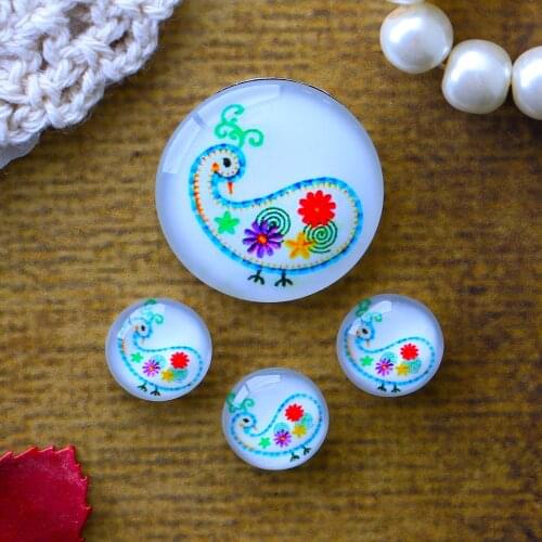 12mm 20pcs Photo Glass Cabochons Round Cameo Set Handmade Bases Settings Stone Bird 04
