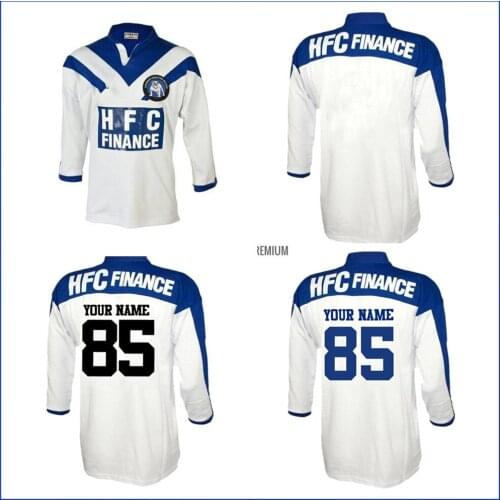 1985 BANKSTOWN BULLDOGS RETRO RUGBY JERSEY 1985 Bankstown Bulldogs Rugby TRAINING SHORTS JERSEY size S--5XL