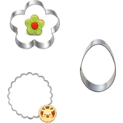 3pcs/set Flower Egg,Round Petal Knife Decoration Cake Fruit Vegetable Biscuit Cookie Cutter Tools Kitchenware Stainless Steel