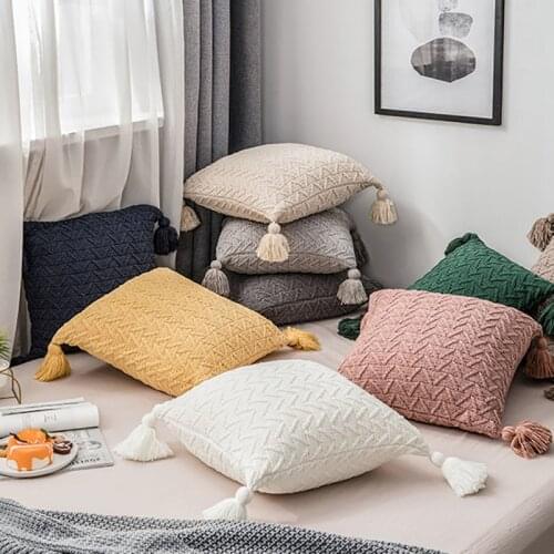 45x45 Decoration Cushion Cover Sofa Tassels Pillowcase Home Decor Living Room Nordic Luxury Knitted Soft Pillow Case