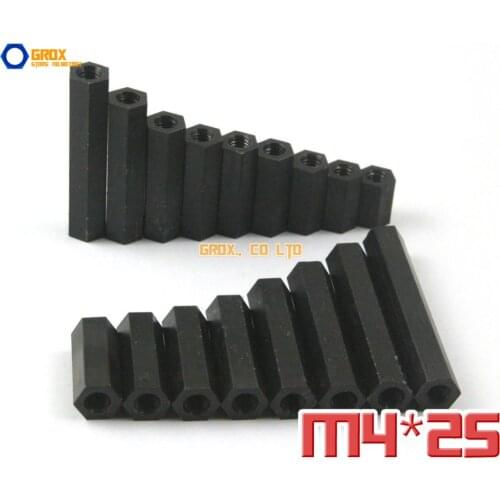 50 Pieces Black Nylon M4 x 25mm Female PCB Motherboard Standoff Spacer