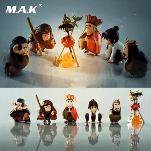 6 pcs/set figures A Chinese She Hui Dun blind box Tang Seng Drifting Zhu Bajie Monkey King Social squatting Figure