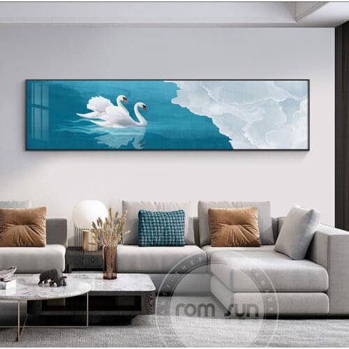 Abstract Modern Black and White Swan Canvas Poster Animal Wall Art Pictures Print Decoration Painting for Living Room Bedroom