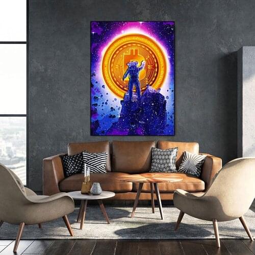 5D DIY Diamond Painting The New Blue Planet Moon Golden Bitcoin Virtual Currency Ethereum Embroidery Home Decoration