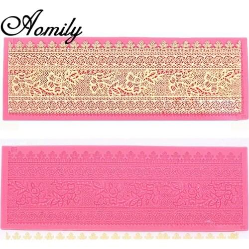 Aomily Beautiful Lace Flower Wedding Cake Silicone Flower Lace Fondant Mold Mousse Sugar craft Icing Mat Pad Pastry Baking Tool