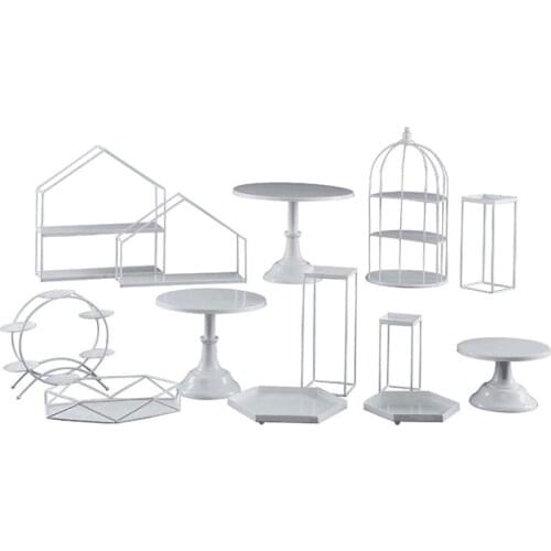 White Cake Stands Metal Cupcake Dessert Food Display Holders Baking Coffee Shop Tableware Bakeware Party Decor