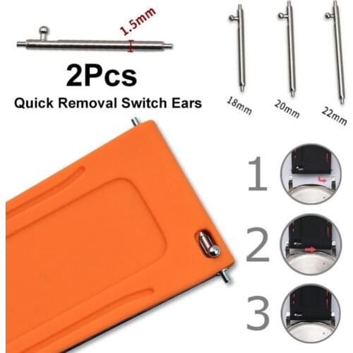 2Pcs 18/20/22mm Stainless Steel Quick Release Watch Strap Band Spring Bar Pin