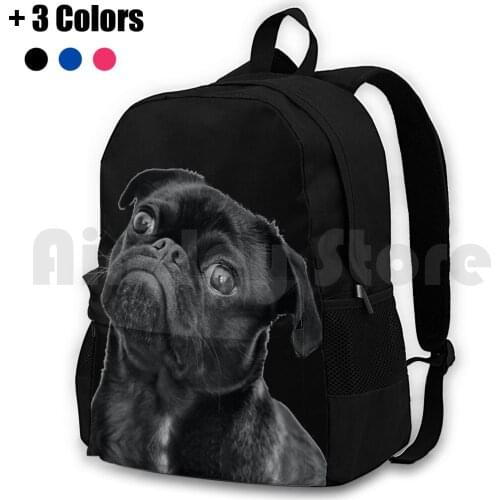 Black Pug Black Version Outdoor Hiking Backpack Riding Climbing Sports Bag Black Pug Black Version Pug Dog Puggy Doggy Dogs