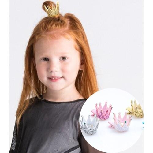 20pcs/lot Glitter Metallic 3D Crown Hair Clips Kids Girls Hairpins Girl Barrettes Grips Baby Hairclips