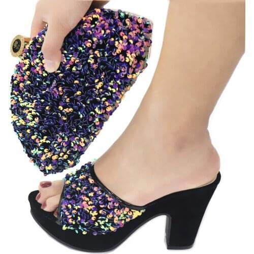 Doershow beautiful purple Italian Shoes With Matching Bags African Women Shoes and Bags Set For Prom Party Summer shoes!SDG1-1