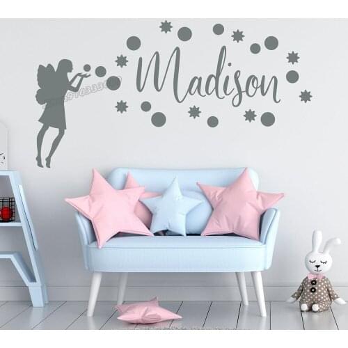 Girl name Custom wall decal baby room decor fairy with name Wall Sticker kids room decor fairy decal girl room decor decal B040