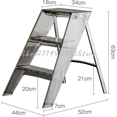 Nordic Household Multifunctional Ladder Transparent Folding Room Built-in Herringbone Ladder Acrylic Non-slip Pedal Ladder