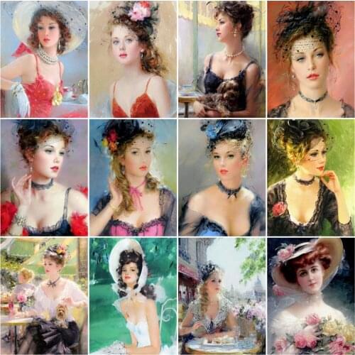 HUACAN Painting By Number Girl Drawing On Canvas Wall Art Diy Paint By Numbers Portrait Handpainted Unique Gifts