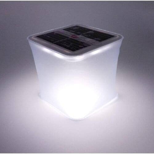 Novelty Inflatable Outdoor Lantern LED Waterproof Travel Hiking Foldable Square Shape Camping Light Solar Floating Lamp Dimmable