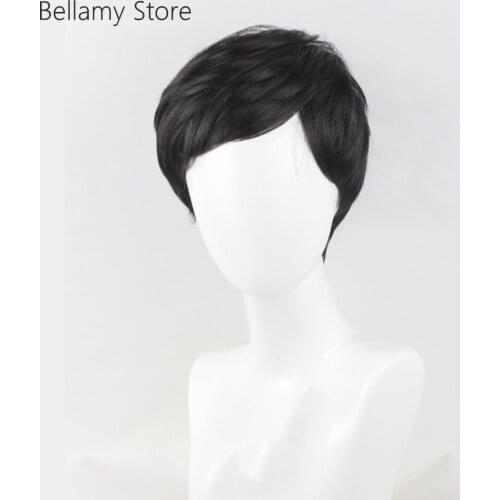 Masked Rider Shrimp dumplings mens short black hair custom-made false hair Cosplay hairwear Wig+Wig Cap
