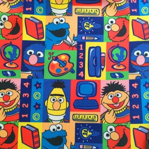Cartoon Popular TV Program Sesame Guys Polyster Cotton Fabric for Home Textile Sewing Handmade Patchwork DIY Needlework Material