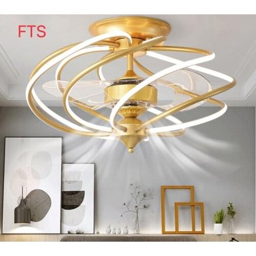 Ceiling fan chandelier integrated invisible ceiling fan light home dining bedroom living room simple ceiling with electric fan l