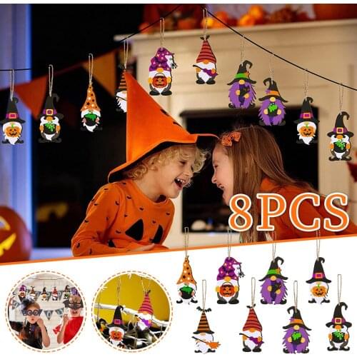 Halloween Wooden Slices Blank Hanging Tags Hanging Wood Ornaments Halloween Cutouts Crafts for Halloween Ornaments Supplies