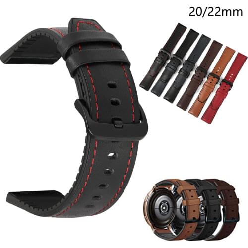 20mm 22mm Band For Galaxy Watch 46mm 42mm Strap For Samsung Galaxy Watch 3 Gear S3 Active 2 Huawei Watch 2 TPU Leather Watchband