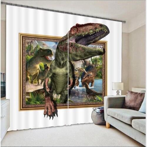The escape of the Dinosaurs pattern Luxury Blackout 3D Window Curtain Living Room Home Decor Cortina Drapes Rideaux pillowcase