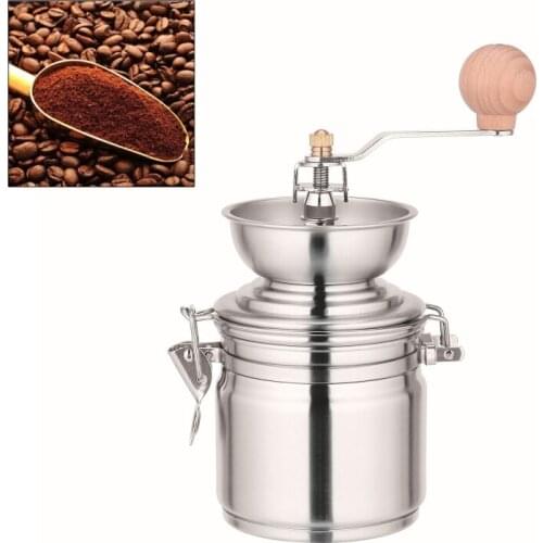 Stainless Steel Coffee Bean Grinder Manual Hand Crank Spice Nuts Herb Grinder,Portable, Compact and Reusable for Camping - Hand