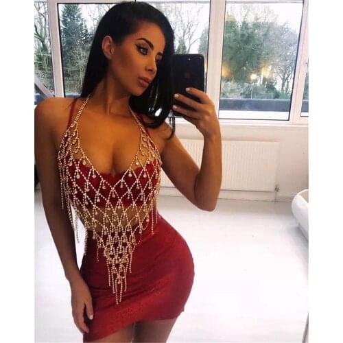 Sexy Rhinestone tassel bra chain accessories charm women crystal bra Necklace body nightclub for her gift on Halloween